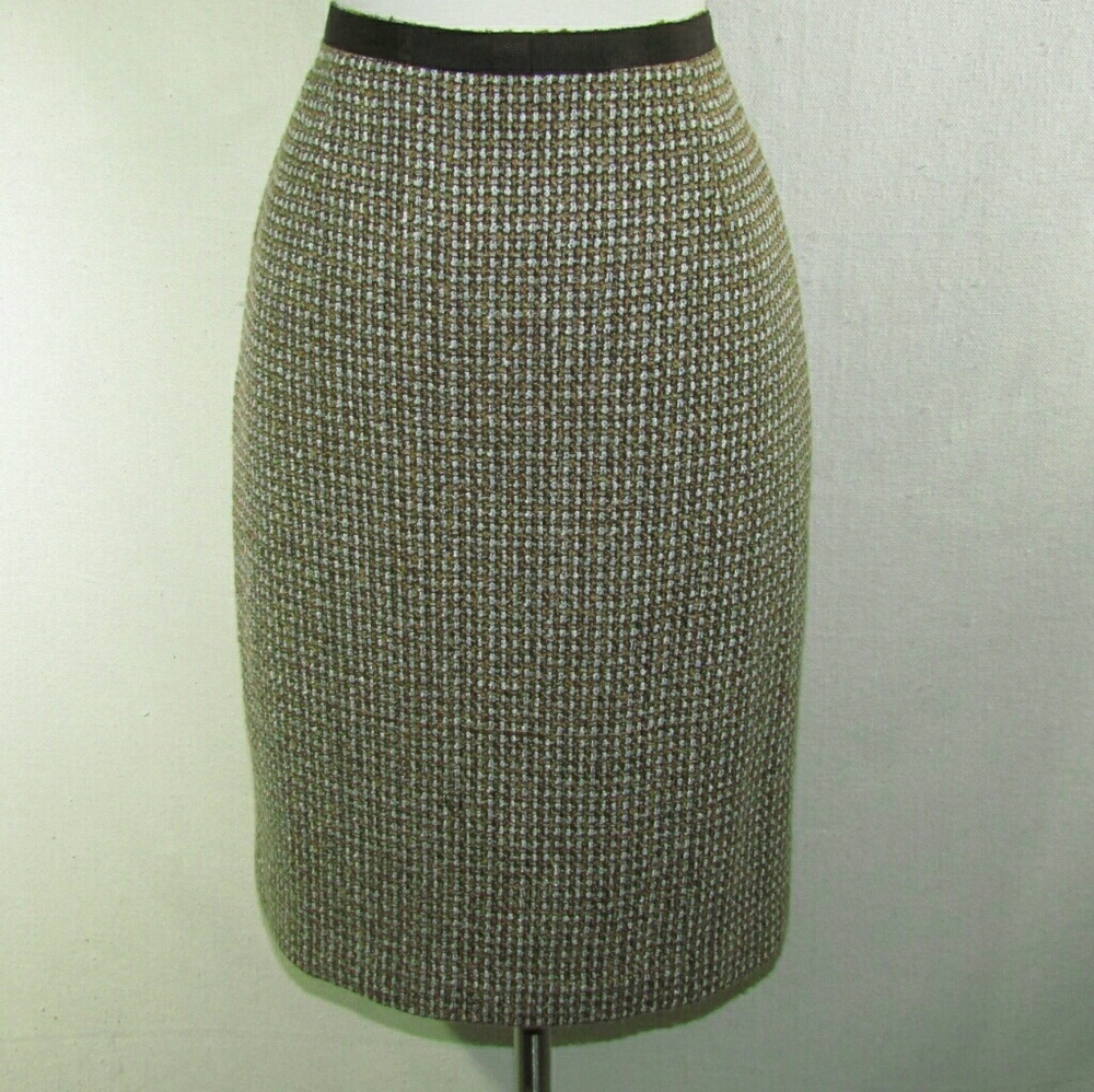 ANN TAYLOR FACTORY BROWN TWEED PENCIL SKIRT